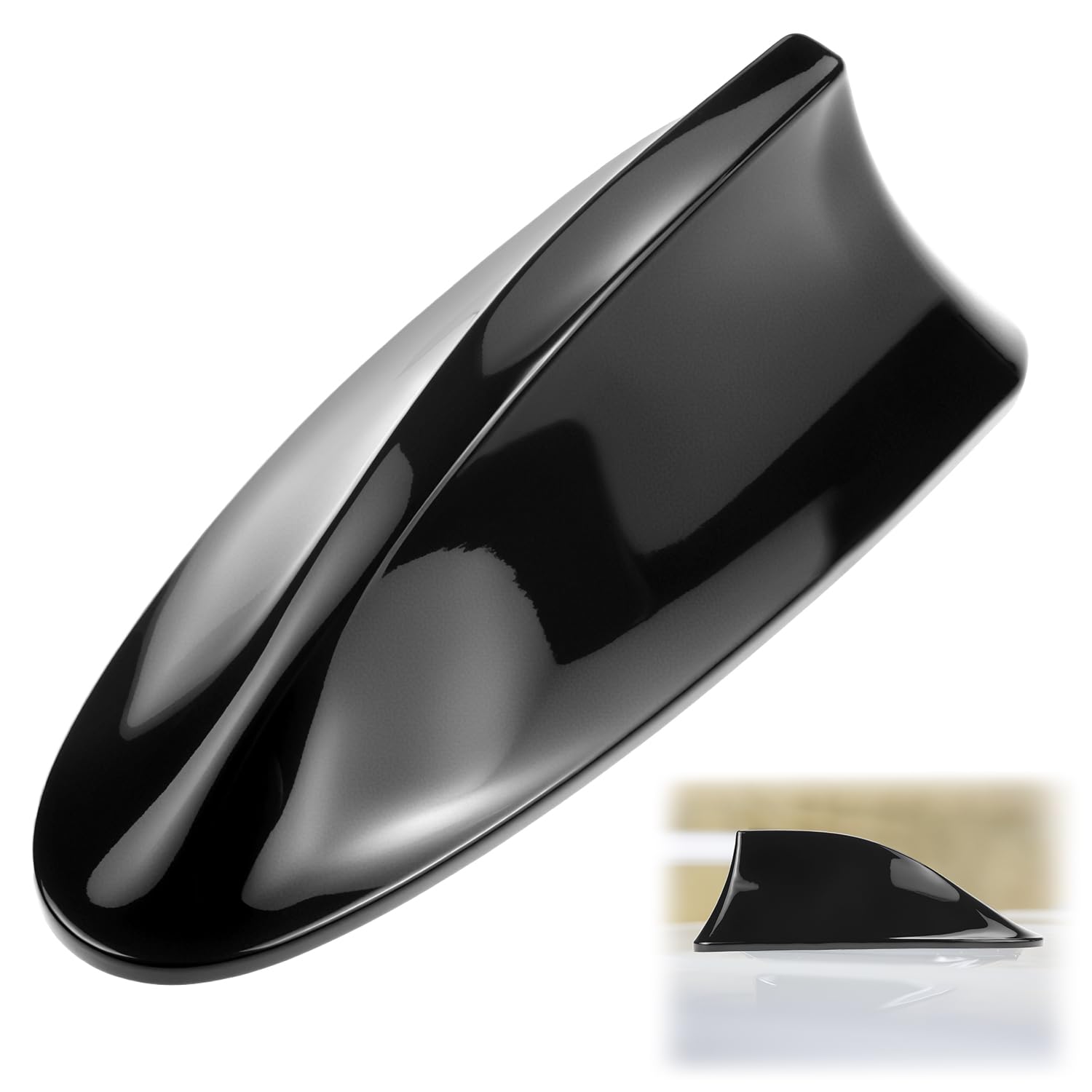 QWORK® Copertura universale per antenna a pinna di squalo per auto - Ricezione del segnale AM/FM con base adesiva per auto, SUV, camion, furgoni