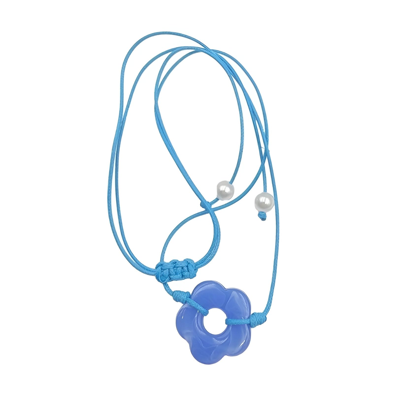 Feng Shui, Gargantilla de Flores de Plata de Ley 925 para Mujeres y niñas, Collar con Colgante Hueco y Colgante Colorido Ajustable,