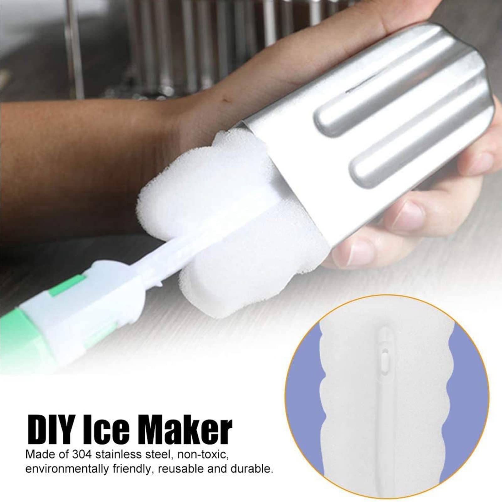 Molde para palitos de helado, 10 moldes para paletas de acero inoxidable, fabricantes comerciales de paletas de hielo con estante, 10 sellos de silicona, 100 palitos de bambú reutilizables, 20 bolsa