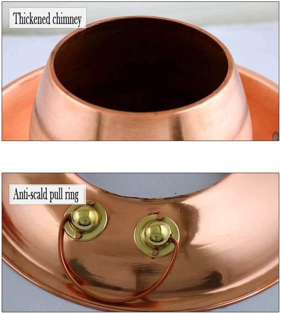 Double Charcoal Copper Hot Pot,Old-Fashioned Charcoal Hot Pot Process Thickening Anti-scalding Heat Insulation Fire Boiler Traditional Old Beijing Charcoal Hot Pot Pot(32cm)