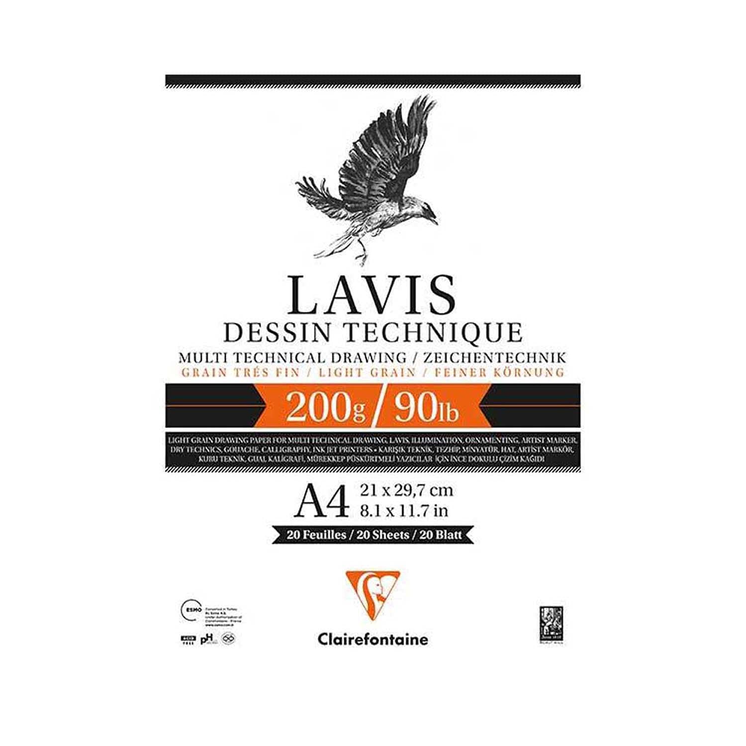 Clairefontaine LAVIS DESSIN TECHNIQUE A4 200 g. Notatnik rysunkowy 3417
