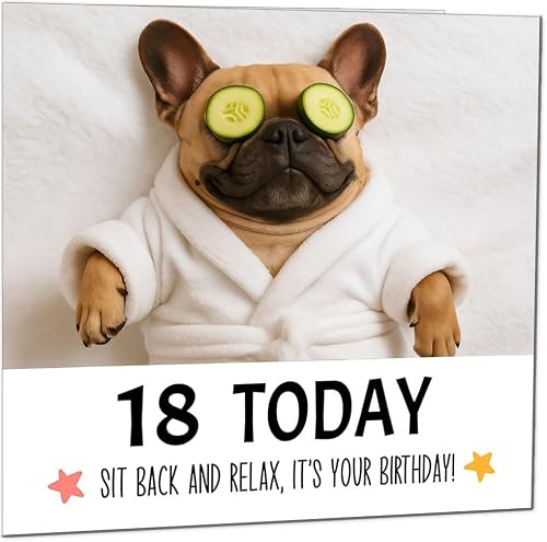 18th Birthday Card Funny French Bulldog Birthday Card for 18 Year old teenage Kids Eighteen, Eighteenth