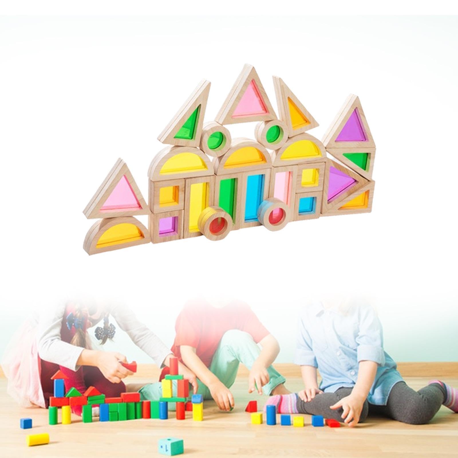 F Fityle 24 Piezas apilando Bloques de construcción educación sensorial de Juguetes percepción Visual Colorido Color de Bricolaje de Color de Aprendizaje