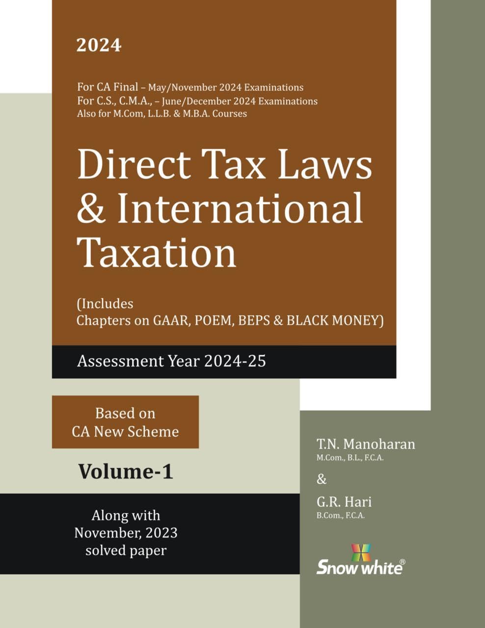 Buy Snowwhite's Direct Tax Laws and International Taxation by TN