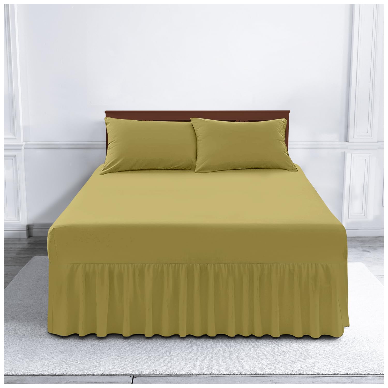 Gc Gaveno Cavailia Green Gaveno Cavailia Luxury Non-Iron Percale Valance Sheet, Poly-Cotton, Forest Double