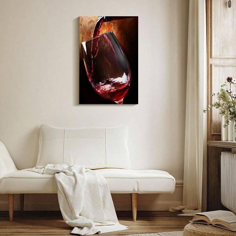 Tableau décoration murale vin rouge 60x80cm cadre intérieur - 3