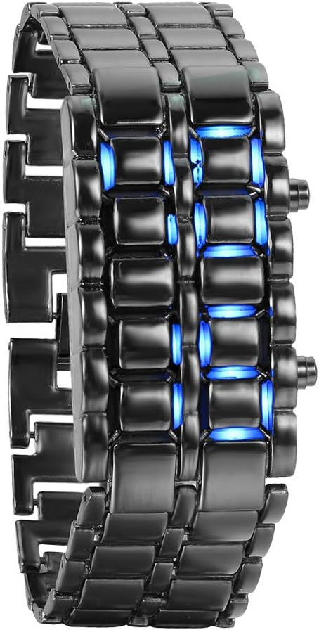 JewelryWeFashion Unisex Men's Lava RED Blue LED Digital Black Bracelet Watches