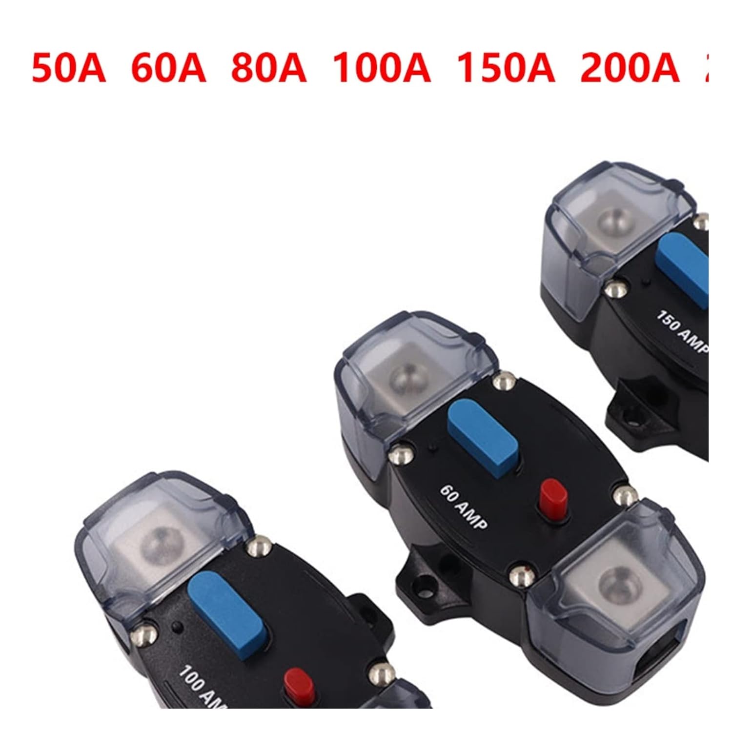 DC 12-48V Automatic Circuit Breaker Reset 50A 60A 80A 100A 150A 200A 250A 300A Car AGU Style Stereo Amplifier 4GA Fuse Holder(250a)