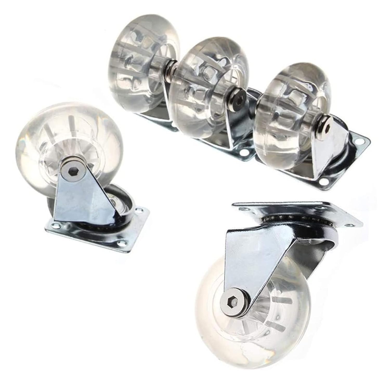 Castor Wheels,Furniture Casters, Furniture Wheel,Useful Transparent PU Caster Mute Universal Heavy Duty Furniture Wheel for Children's Car Office Chair Swivel