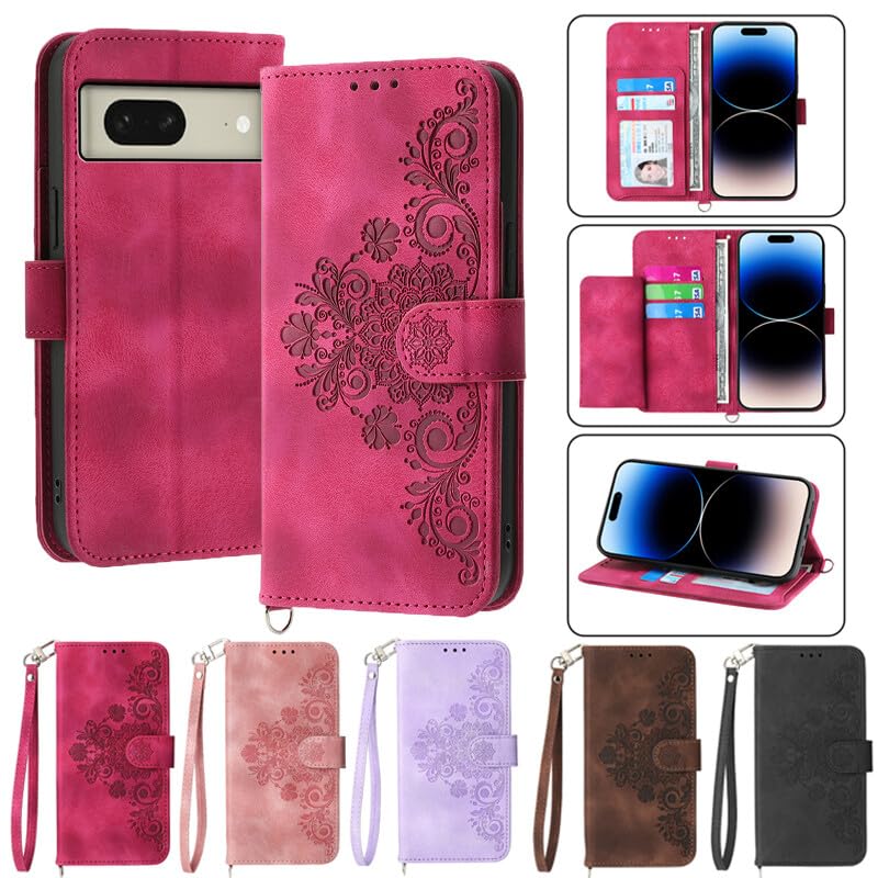 Coque Google Pixel 5 rose en cuir premium avec rabat magnétique chic - 2