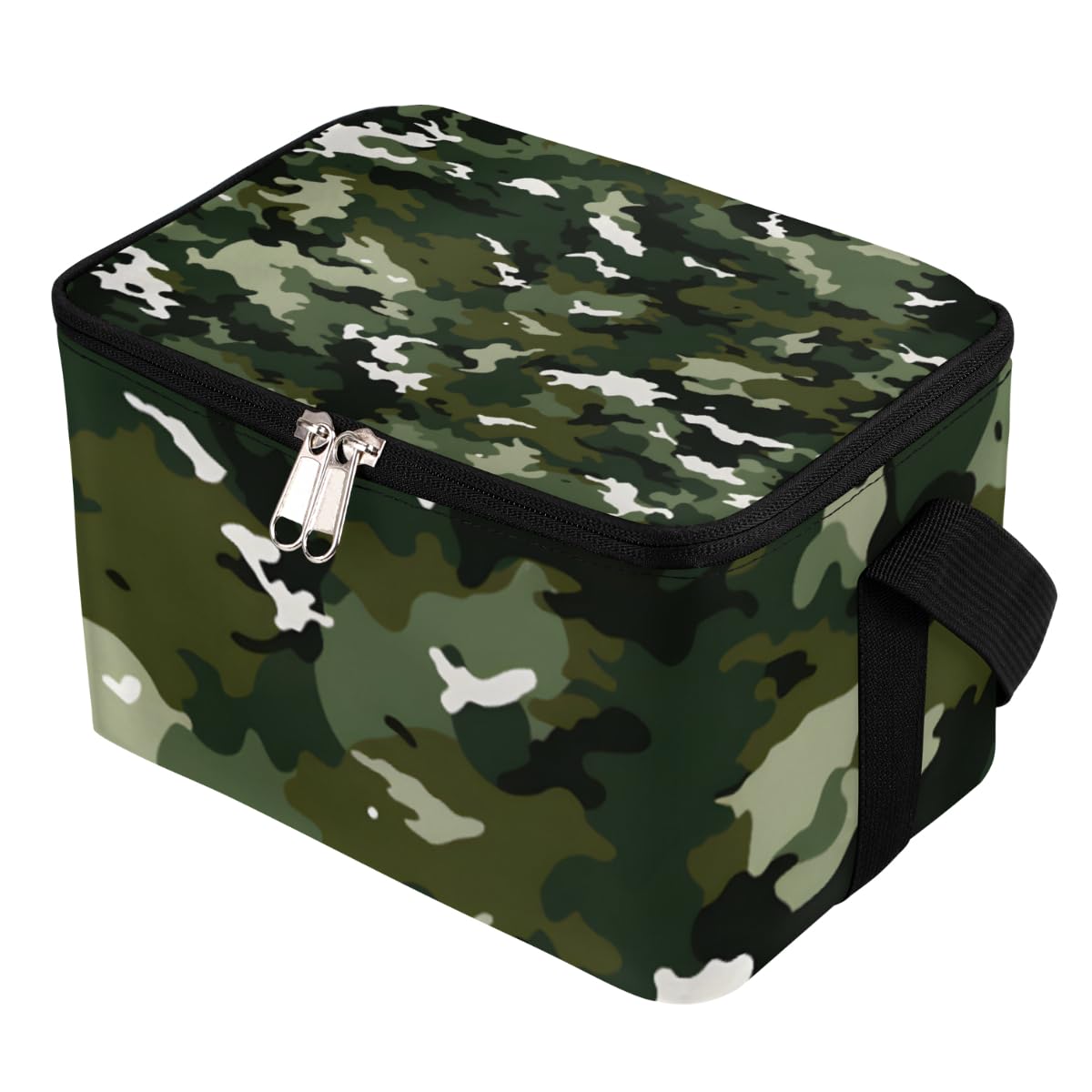 Lunch Bags for Women Men 9 Cans,Camouflage Texture Hot & Cold Food Delivery Bag Insulated Grocery Bag Insulated Lunch Box Fashion Camo Green Cooler Bag for Office Work Picnic Beach