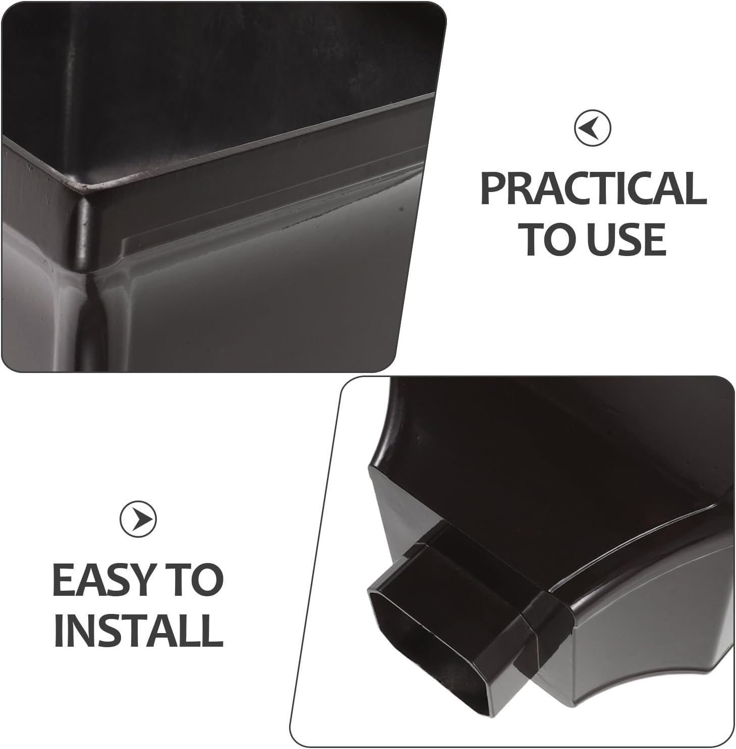 Downspout to Drain Pipe Adapter, Rain Gutter Connector - Aluminum Alloy Funnel Shaped Rainwater Diverter for Roof Drainage Extension Fitting 2.36 × 3.15 inch Bottom
