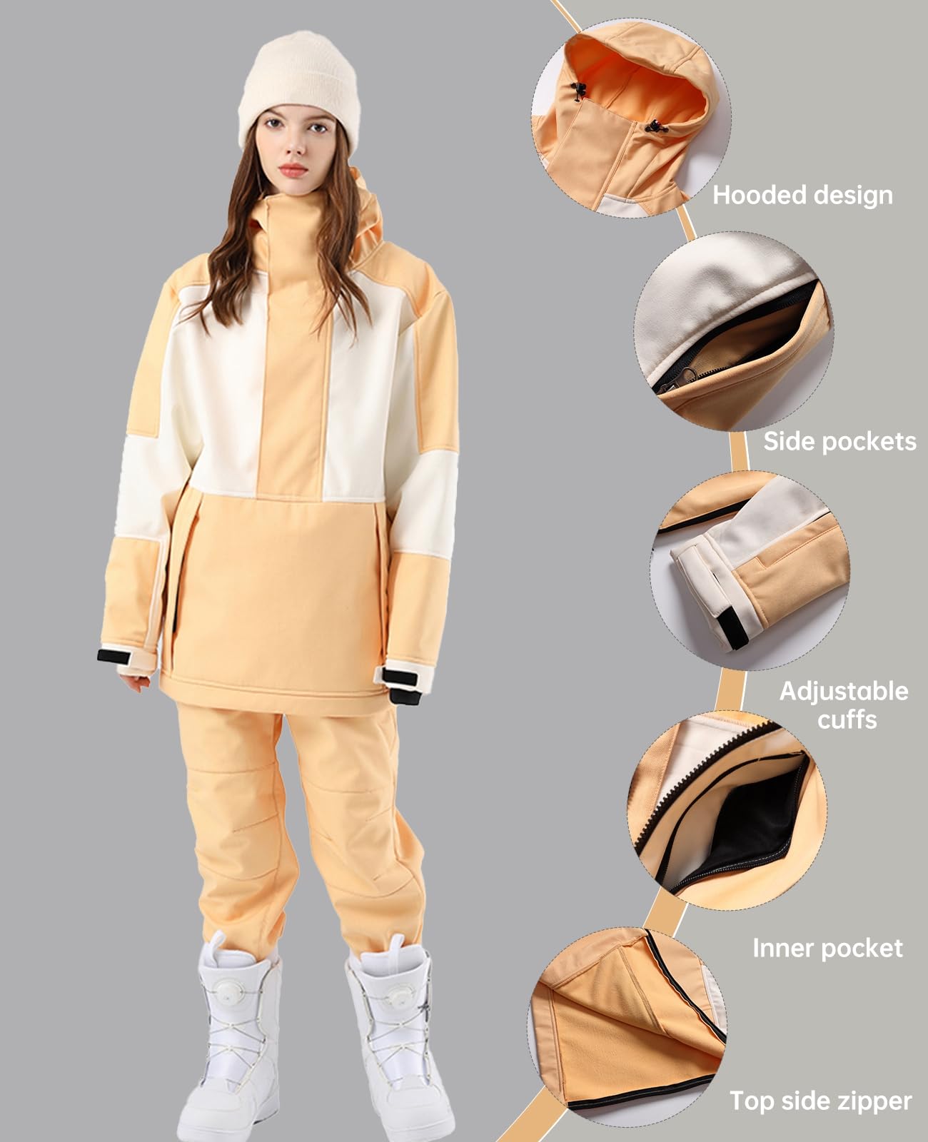 Homme Femme Combinaison de Ski, Ensemble de Vestes et Pantalons de Ski Pour Femme, Combinaison de Ski Hommes Mode Casual Épais Chaud Snowboard Skisuit