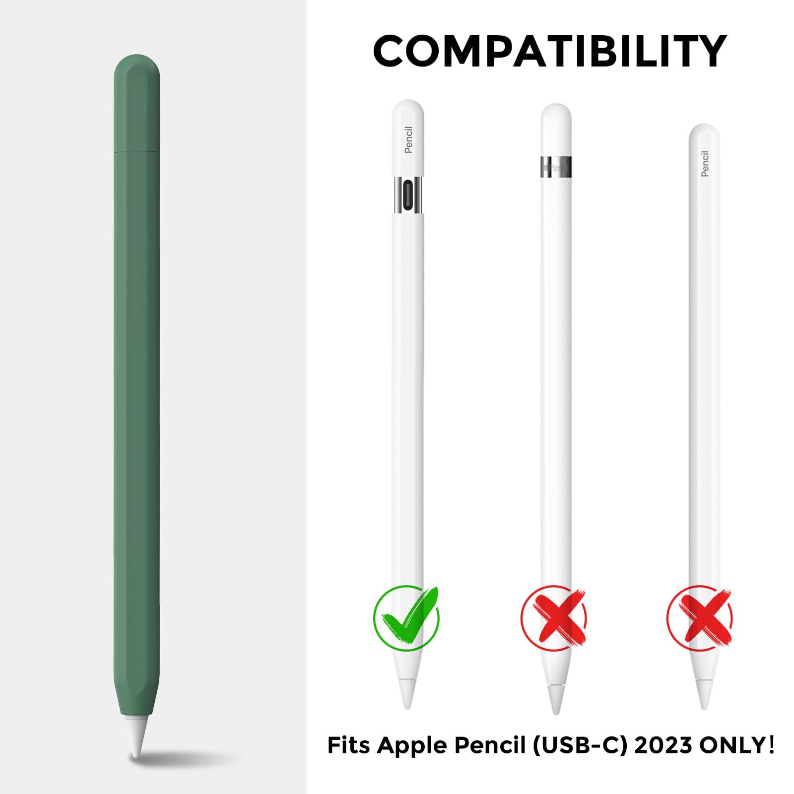 AhaStyle Silicone Case for Apple Pencil (USB-C) 2023 Ultra Thin Protective Cover Skin Apple Pencil Sleeve Anti-slip Grip Compatible with Apple Pencil USB C (Alpine Green) - Image 2