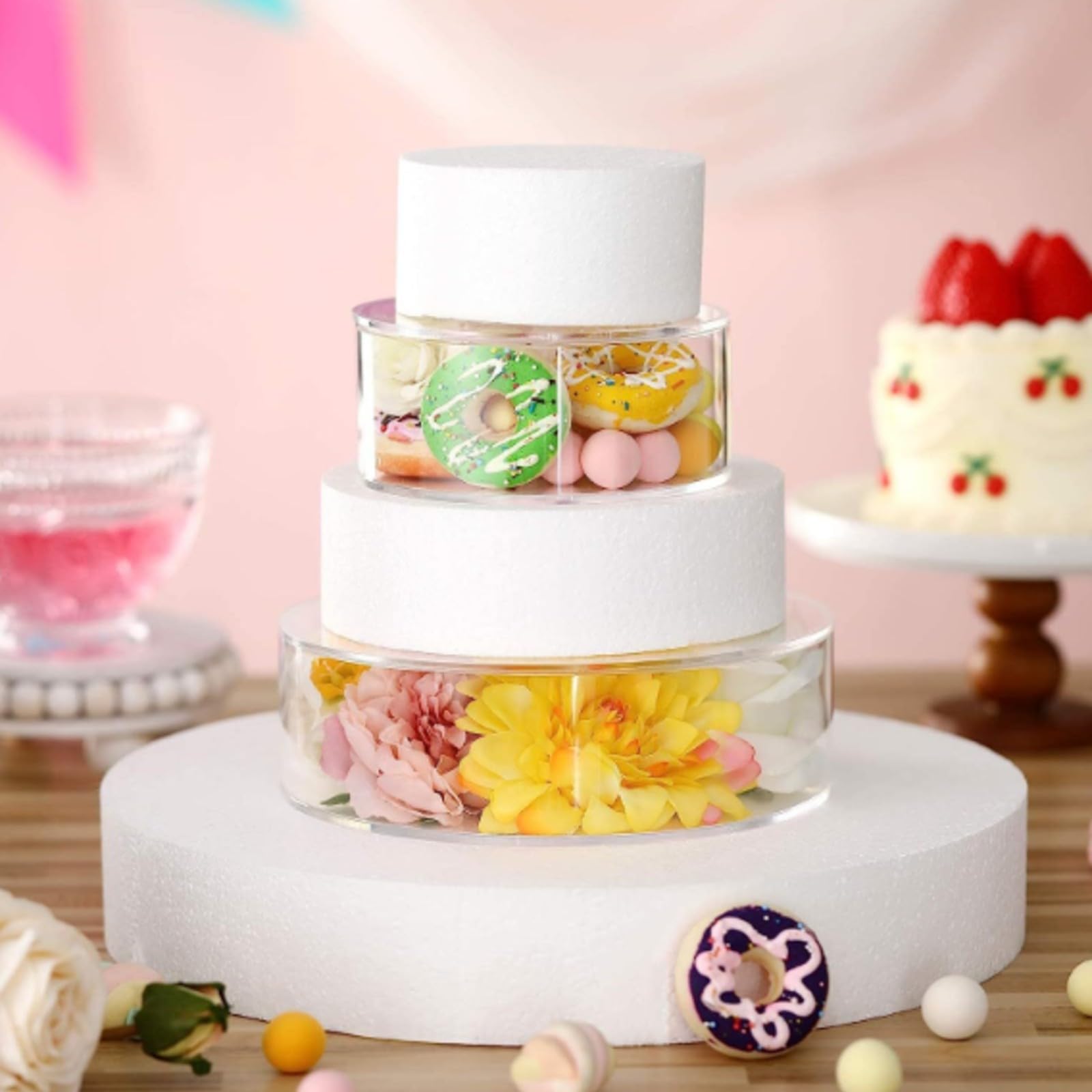 4 Pezzi Rialzo Cilindrico per Dolci