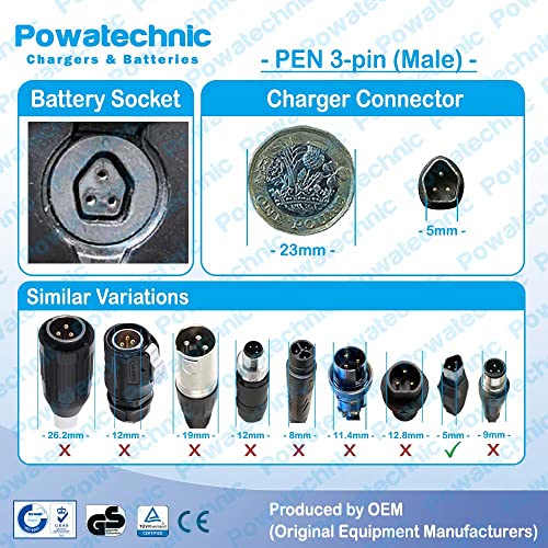 Powatechnic 42V Charger – 3-Pin PEN Plug for 36V e-Bikes with Phylion EBT360 Battery – Carrera Crossfire, Subway, Vengeance, Vulcan, Raleigh Array 2021+ – DZLM3620-M1 / M2 - Image 4