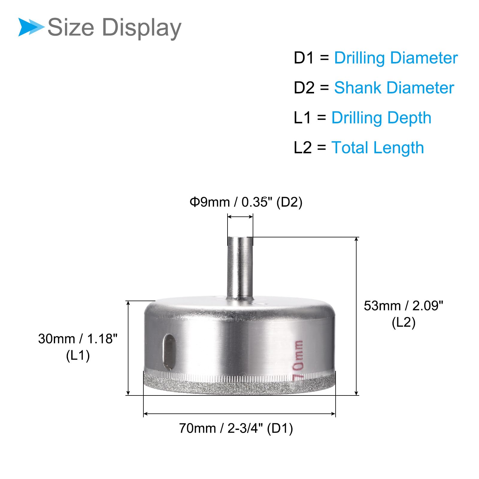 CoCud Diamond Hole Saws Drill Bits, 70mm / 2-3/4
