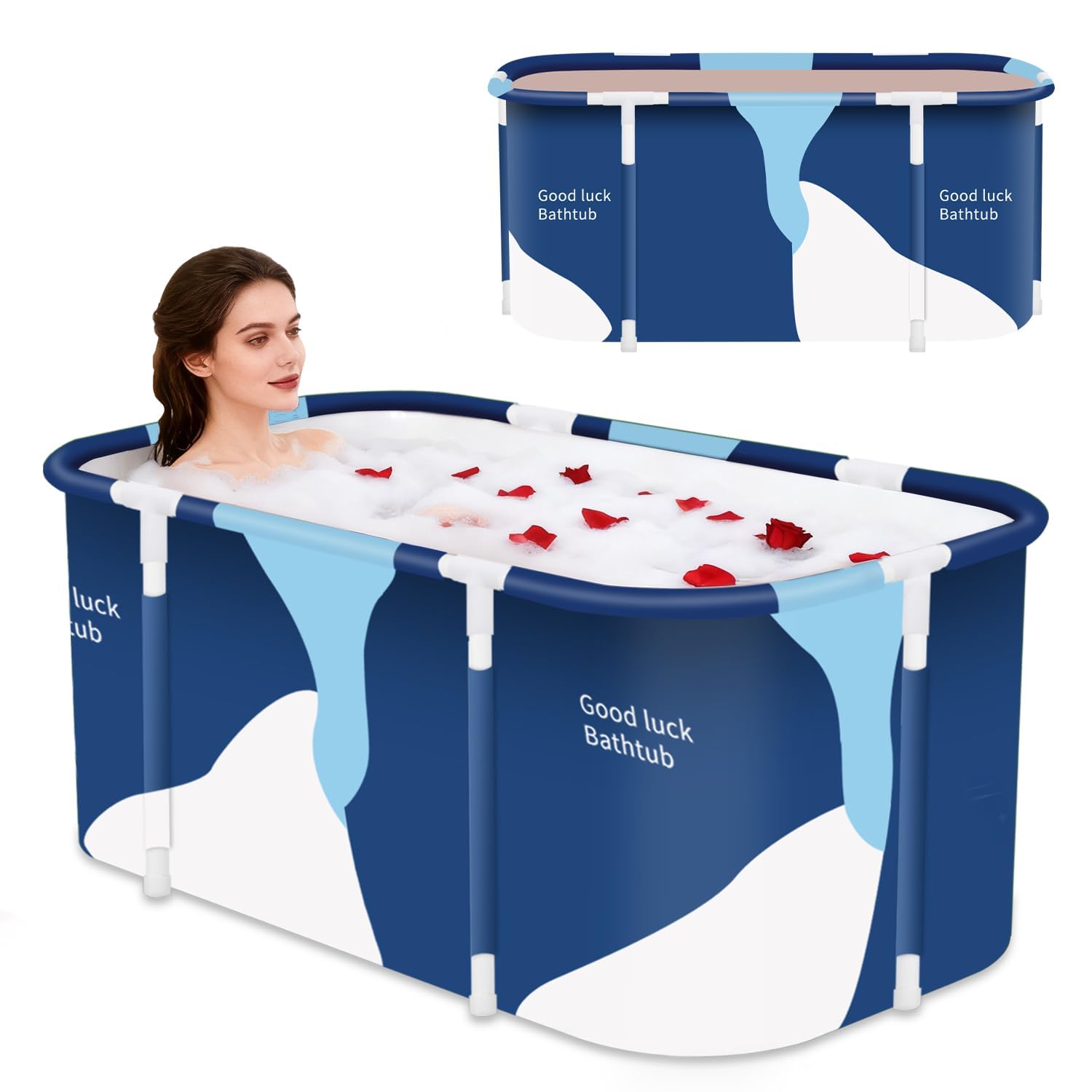 Adult Folding Bathtub Portable Soaking Tub, Collapsible Family SPA Barrel, Maintaining Hot & Cold Temperature With Drainage Hole & Thicken Layer for Home Hot Water & Ice Bath (Milkey)-picture-30
