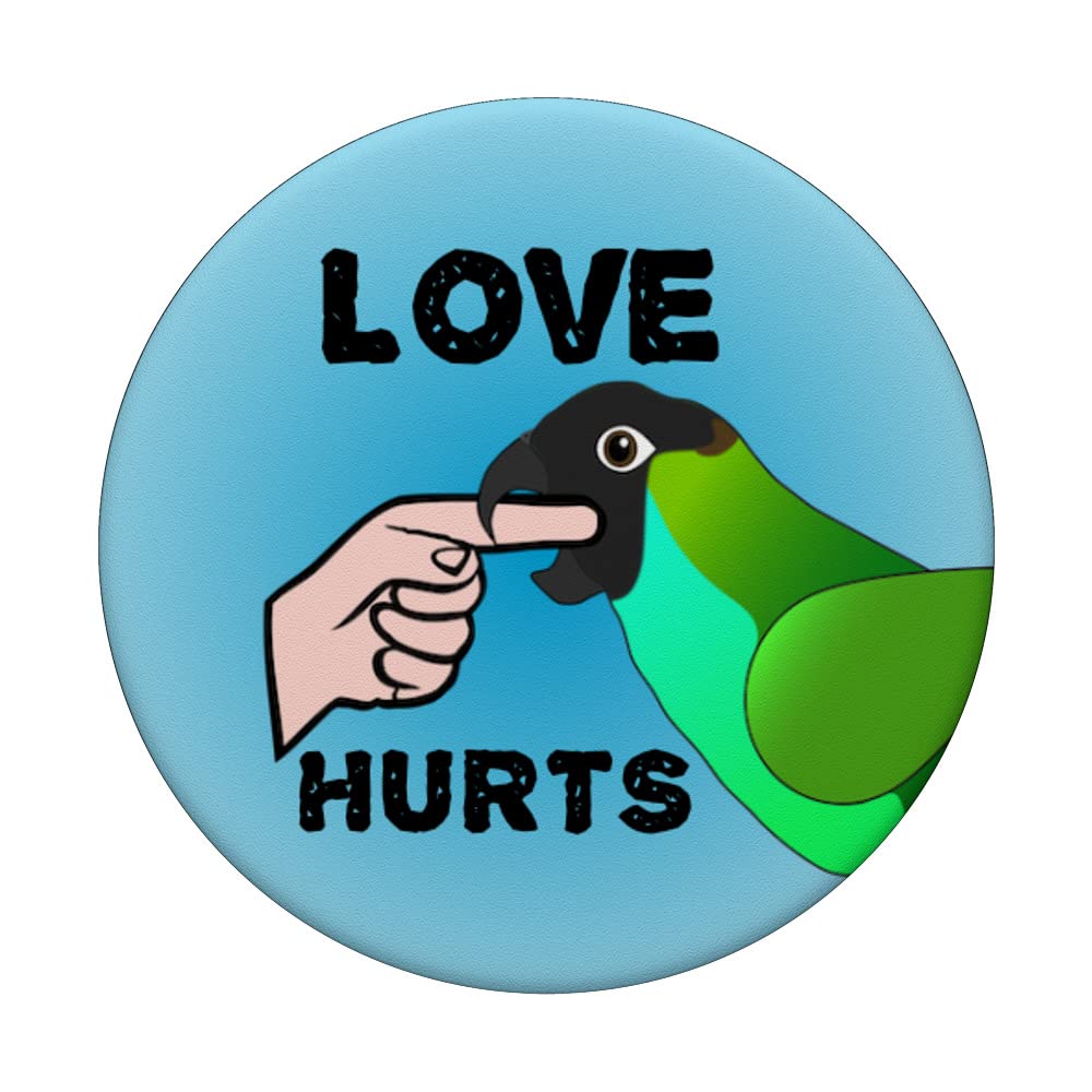 Love Hurts Nanday Conure Parrot Biting PopSockets Swappable PopGrip, Black - Image 3