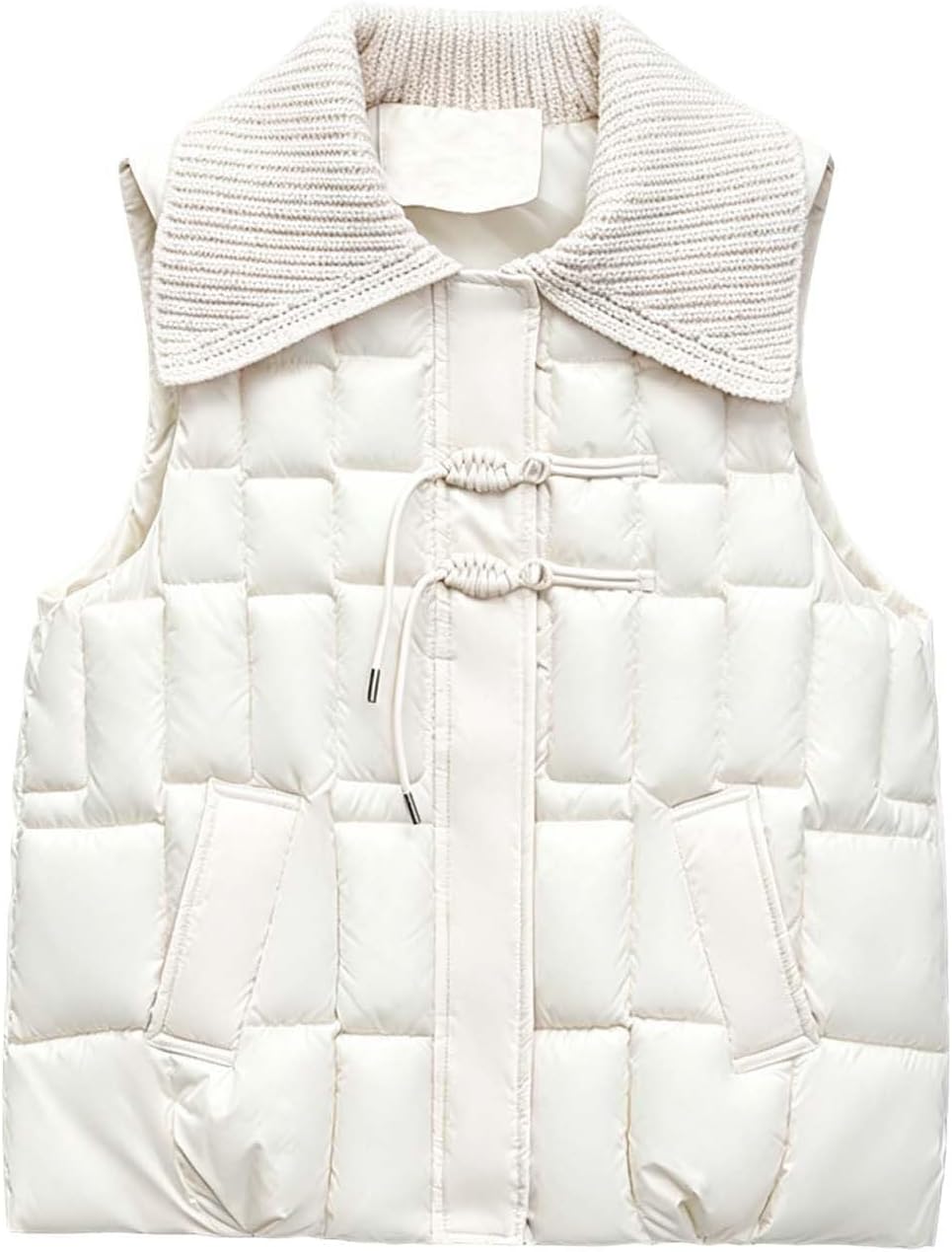 Women's Quilted Puffer Vest Knit Collar Sleeveless Winter Jacket | Red Puffer Vest Women Light Jackets For Fall Jacket Fleece Plaid Long Womens Vests Outerwear Oversized Purple Plus Size