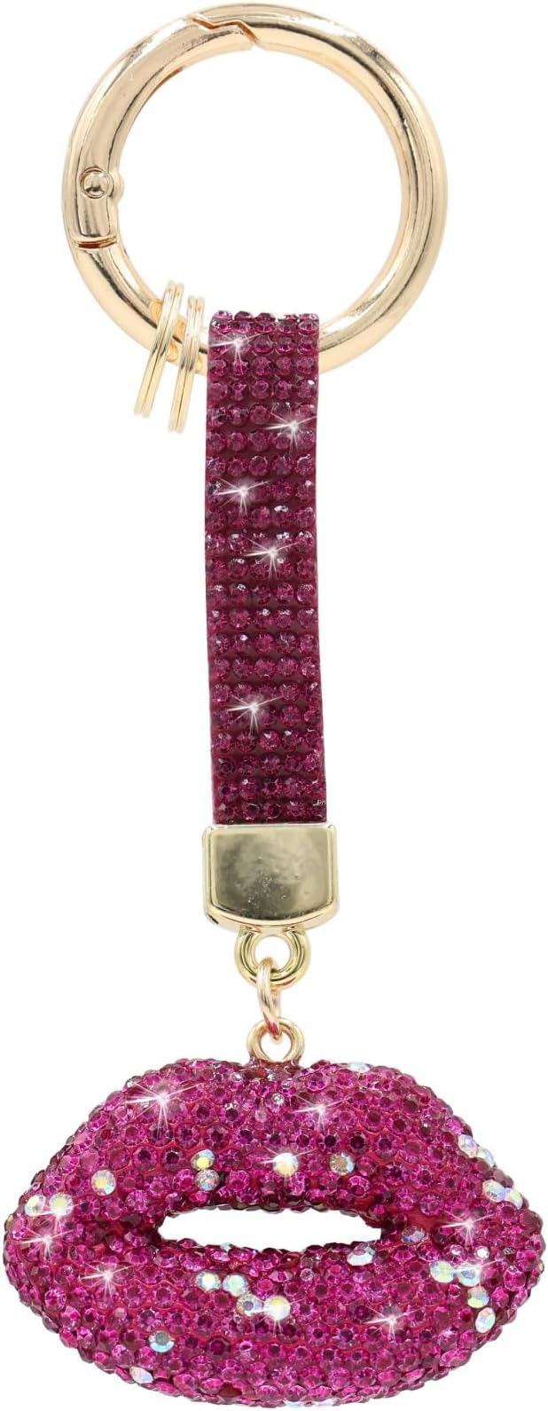 MC Fashion Clay & Rhinestone Lip Keychain – Bling Sparkly Lip Pendant Charm for Keys, Purses, Bags