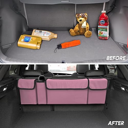 Miniatura 5 de Car Trunk Organizer, Auto Waterproof Sturdy Backseat Hanging Large Storage Collapsible Cargo Bag with Anti-Slip Adjustable Strip&4 Pockets, Vehicle