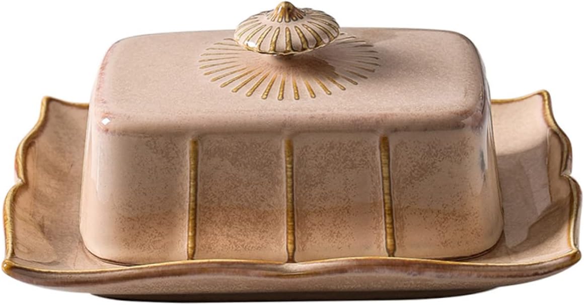 Ceramic Butter Service Dish with Lid Delicate Porcelain Butter Plate for Kitchen and Dessert Serving Smooth Surface Easy Clean Fresh Keeping for Home Cafe Restaurant Use