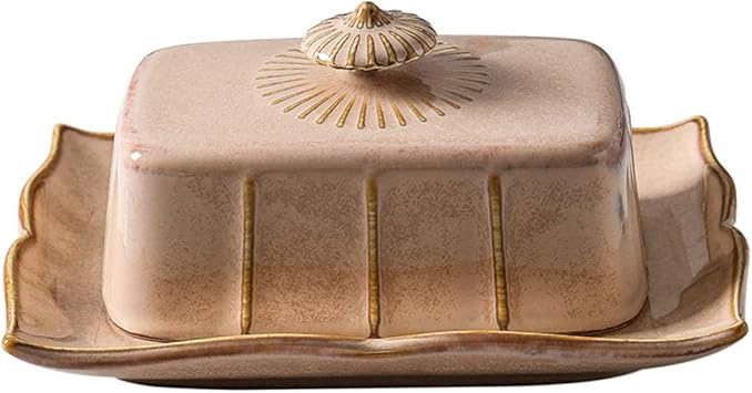 Ceramic Butter Service Dish with Lid Delicate Porcelain Butter Plate for Kitchen and Dessert Serving Smooth Surface Easy Clean Fresh Keeping for Home Cafe Restaurant Use