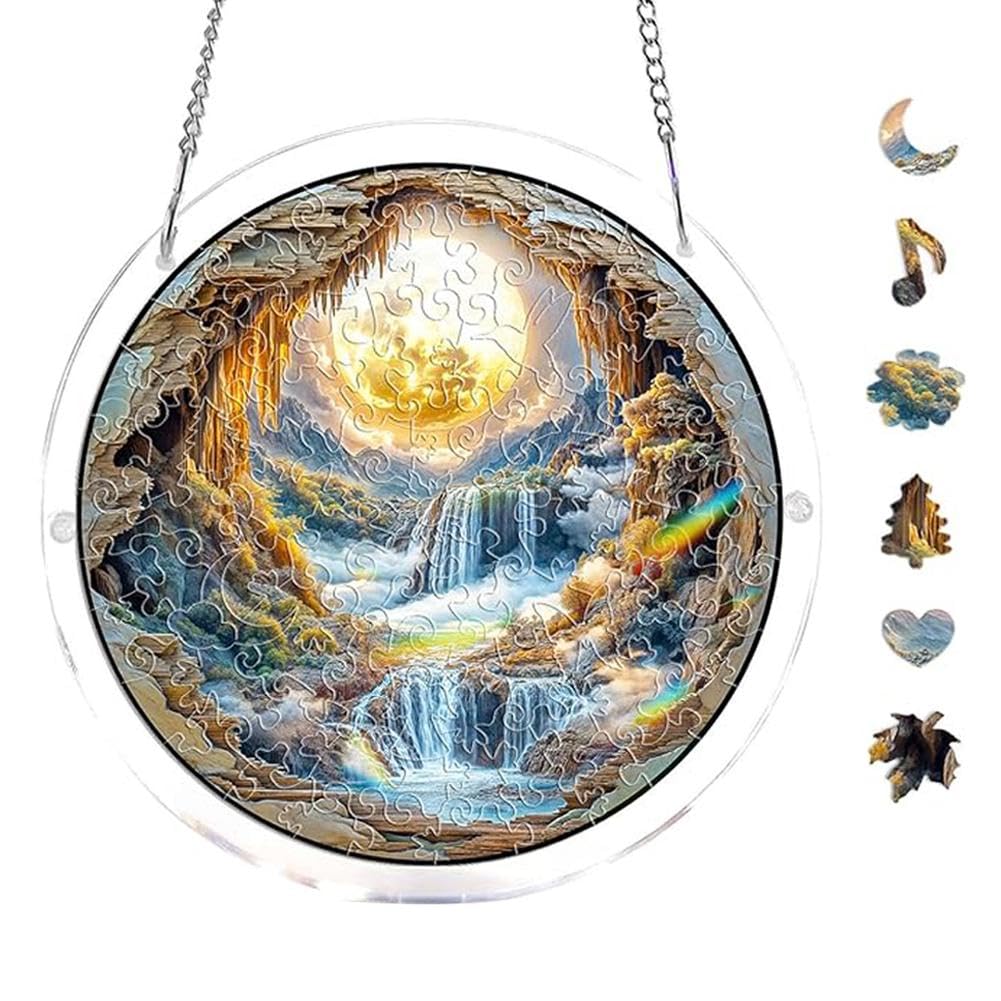 Acrylic Puzzles Suncatcher Window Hanging, Acrylic Puzzle for Adult, 83 Pieces Acrylics Jigsaw Puzzle Suncatcher, Colorful Flame Hummingbird Sun Catchers Window Hanging Panel (Style F) — view 34