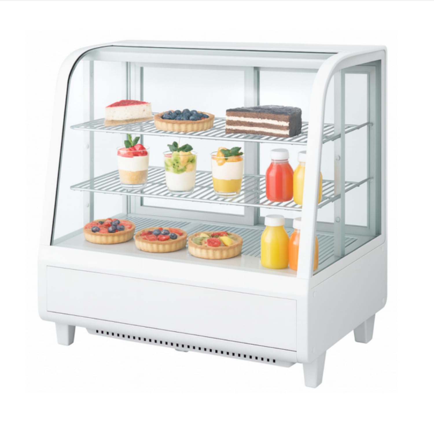 Vitrina Refrigerada de Encimera 100 L – Frío Ventilado – 0/+12°C – Doble acristalamiento – Puertas correderas – Blanco
