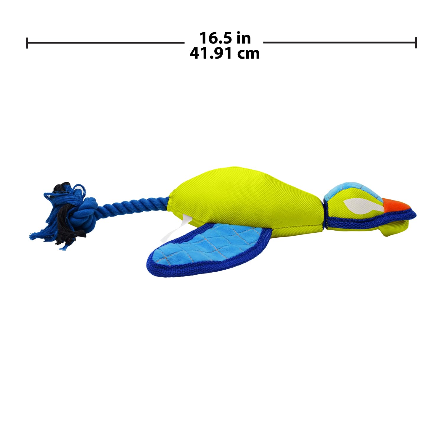 Nerf Dog 16.5in Nylon Ultraplush Crinkle Wing Launching Duck Dog Toy - Green/Light Blue