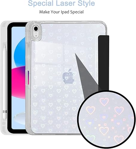 Miniatura 3 de SoFunMoky Funda para iPad de 10 generación de 109 pulgadas 2022 A2757 A2777 con soporte para lápices funda transparente con purpurina láser lindo