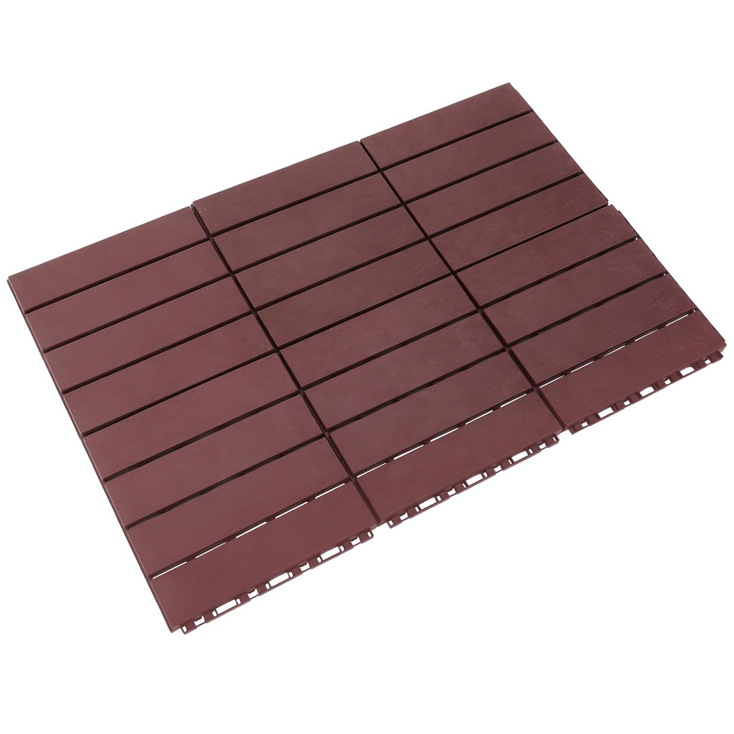 Vaguelly 6pcs Interlocking Plastic Deck Tiles Outdoor Weather-Resistant Patio Flooring for Balcony Garden Yard Deep Brown