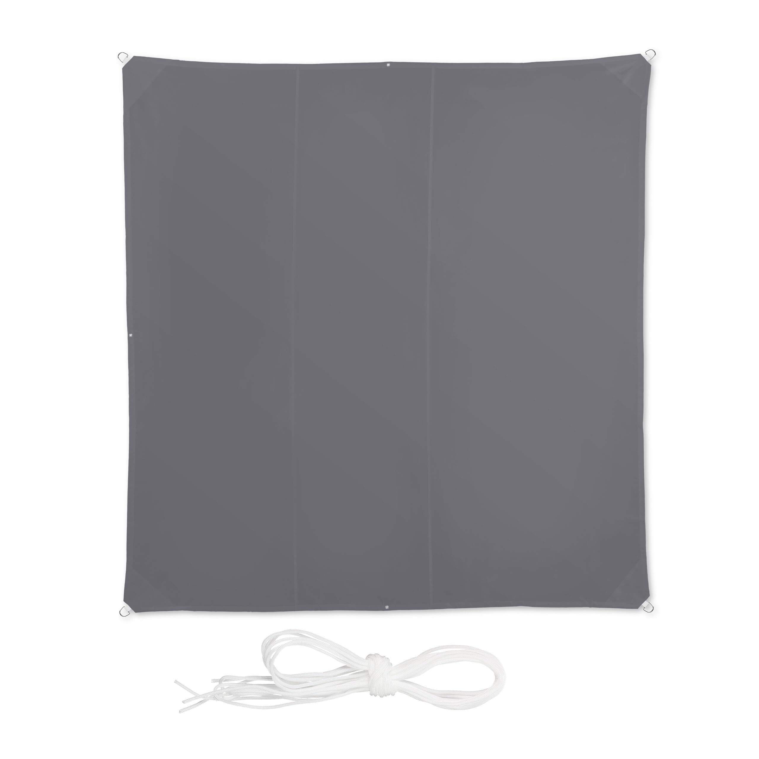 Relaxdays Tenda a Vela Quadrata, Idrorepellente, Anti UV, con Corde di Supporto, Terrazza e Giardino, LxP: 4x4 m, Grigia