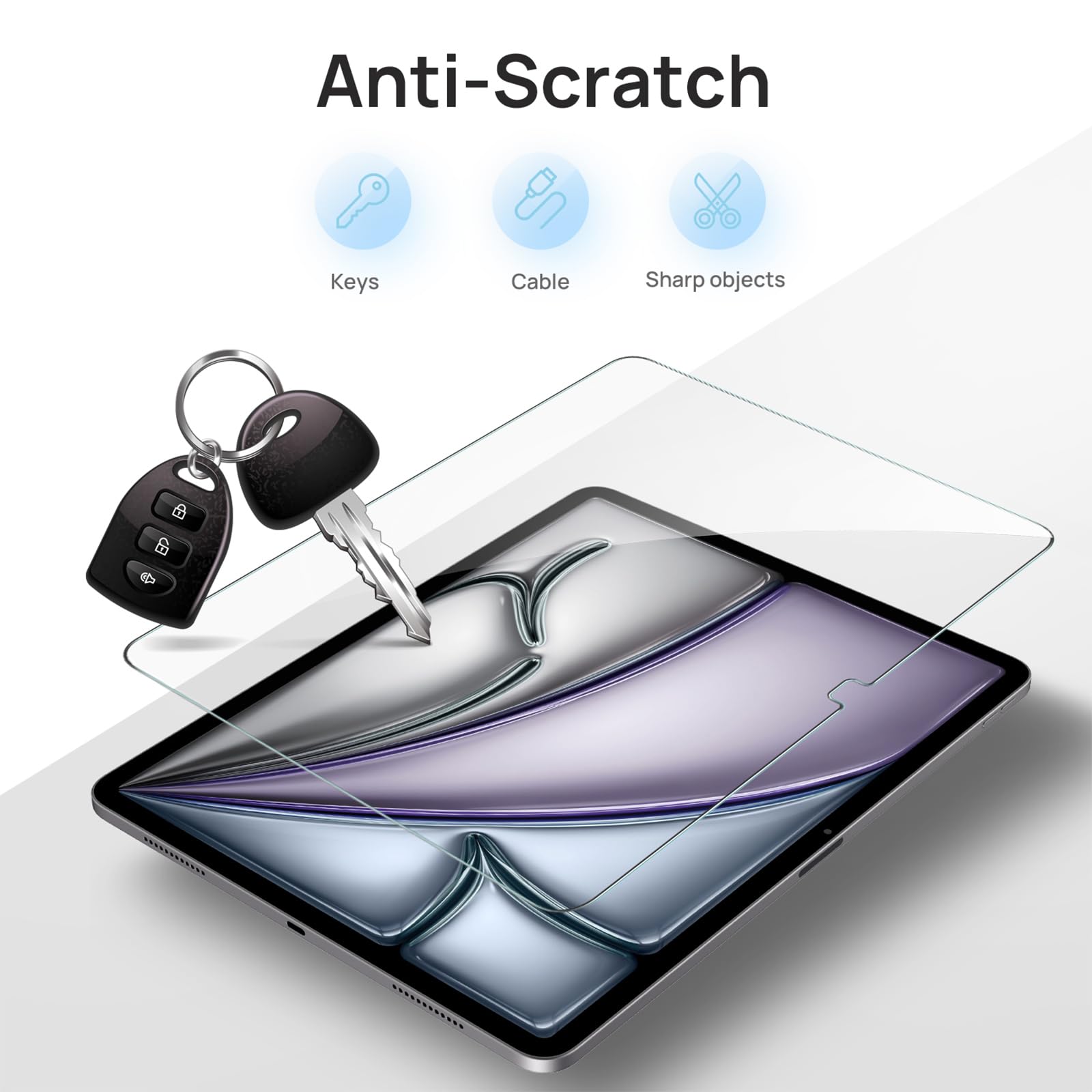 ProCase Verre Trempé Pour IPad Air 11 (M2) 2024, 2 Protection Écran + 2 Protection D'Objectif Photo, Film Protection Screen Protecteur, Anti Rayures Sans Bulles -Lumière Stellaire