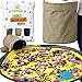 Toy Storage Basket and Play Mat for Building Bricks - Collapsible Canvas Organizer Bag with Drawstring - For Kids