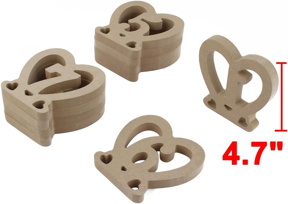 Wooden Wedding Hollow Out Number DIY Craft Wall Decoration 10 in 1 Wood Color (id: 316 bce d43 3a5 e26