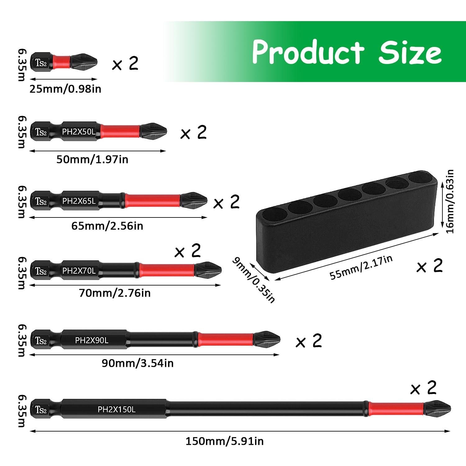 12 Pezzi Set da Inserti per Avvitatore Professionali, 25mm/50mm/65mm/70mm/90mm/150mm Punte Avvitatore Magnetiche, Snodo Avvitatore per Vari Fai da te e Lavorazione del Legno (1)