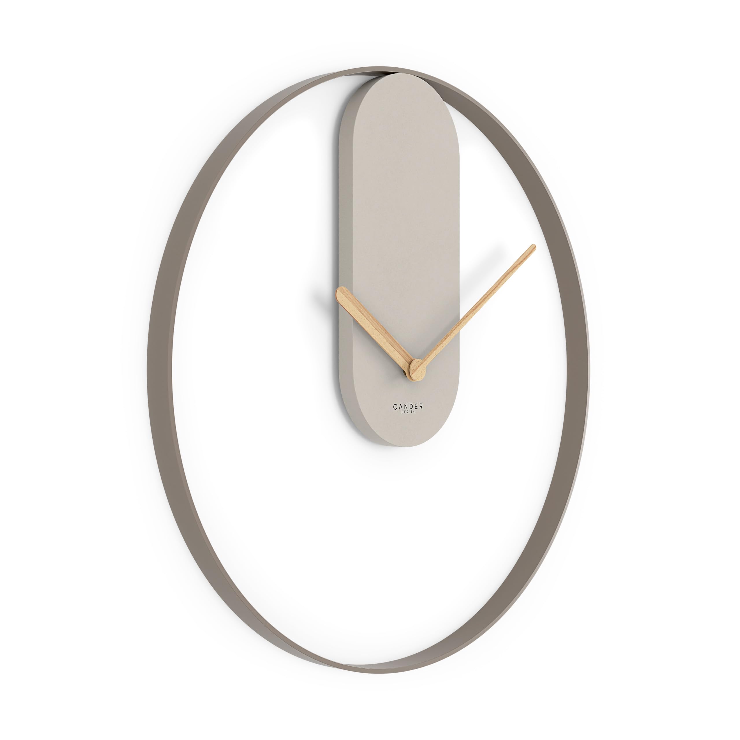 Cander Berlin MNU 5560 P XXL Reloj de pared vintage silencioso, 60 cm, metal, manecillas de madera, sin ruido de tictac, grande, moderno, negro, salón, cocina