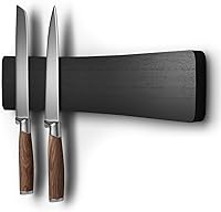 Vista 14 de Soporte magnético para cuchillos de pared, tira magnética de cuchillos de madera de acacia sin necesidad de perforación, soporte magnético