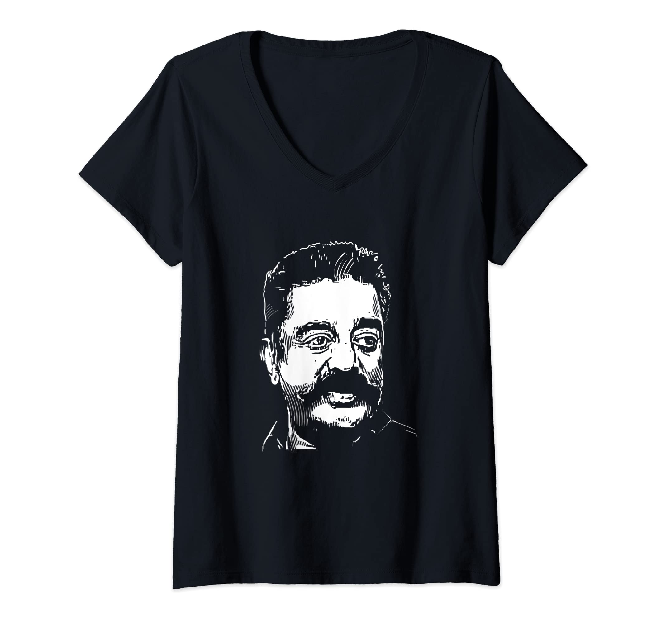 Womens Kamal Hassan Fans Makkal Needhi Tamil Nadu Politics V-Neck T-Shirt