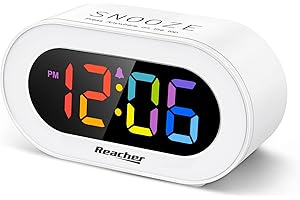 REACHER Kids Alarm Clock Colorful Digital Clock for Children and Bedrooms
