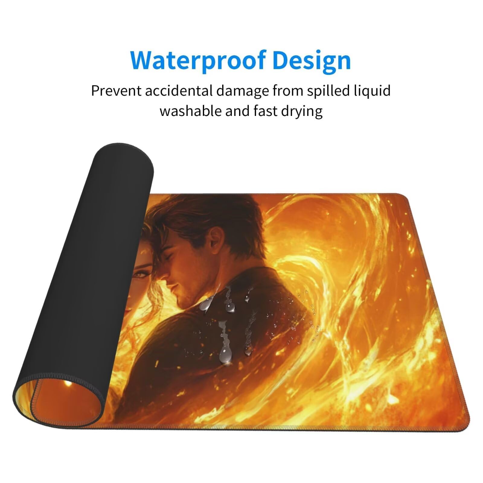 Żółta podkładka pod mysz XXL Para na biurko 1600 x 800 x 3 mm zmywalna podkładka do gier na laptopa, z antypoślizgową gumową podstawą do gier, PC, pracowników biurowych Y643