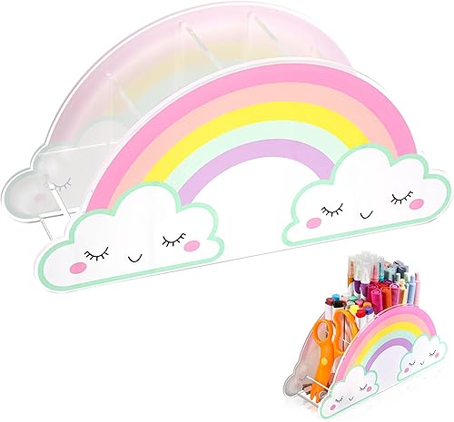 Miniatura 1 de Soporte para lápices para escritorio, soporte acrílico para lápices, arco iris, mesa de escritorio, organizador de escritorio, caja de