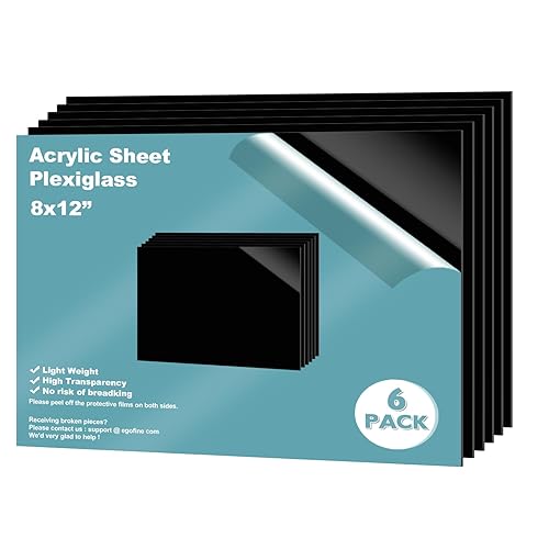 Miniatura 35 de Egofine Hojas de plexiglás de acrílico, paquete de 12 unidades de 8 x 10 pulgadas, 0.04 pulgadas de grosor, plástico transparente fundido