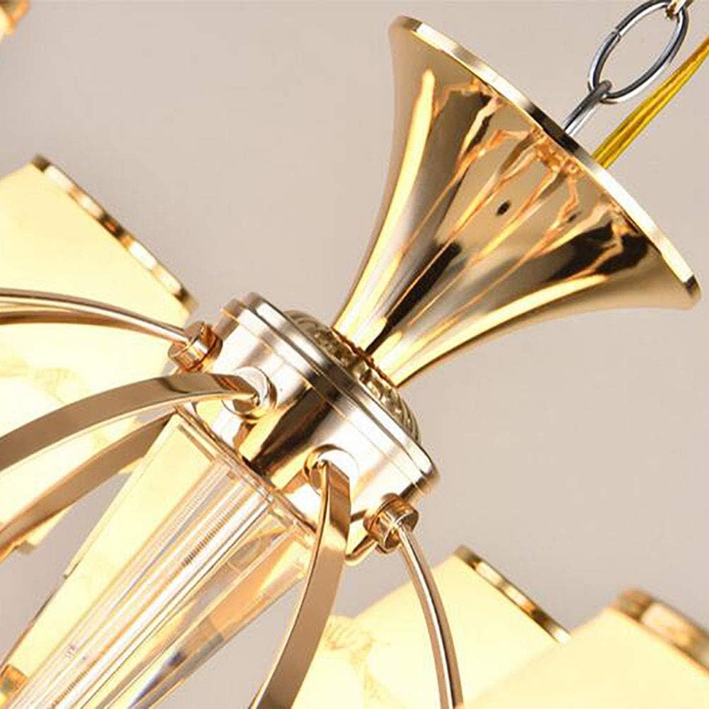 8 Lights Nordic Modern Crystal Chandelier Gold Ceiling Light Fixture Contemporary Adjustable Pendant Light Fixture for Dining Room Bedroom Living Room,Golden,12 Lights