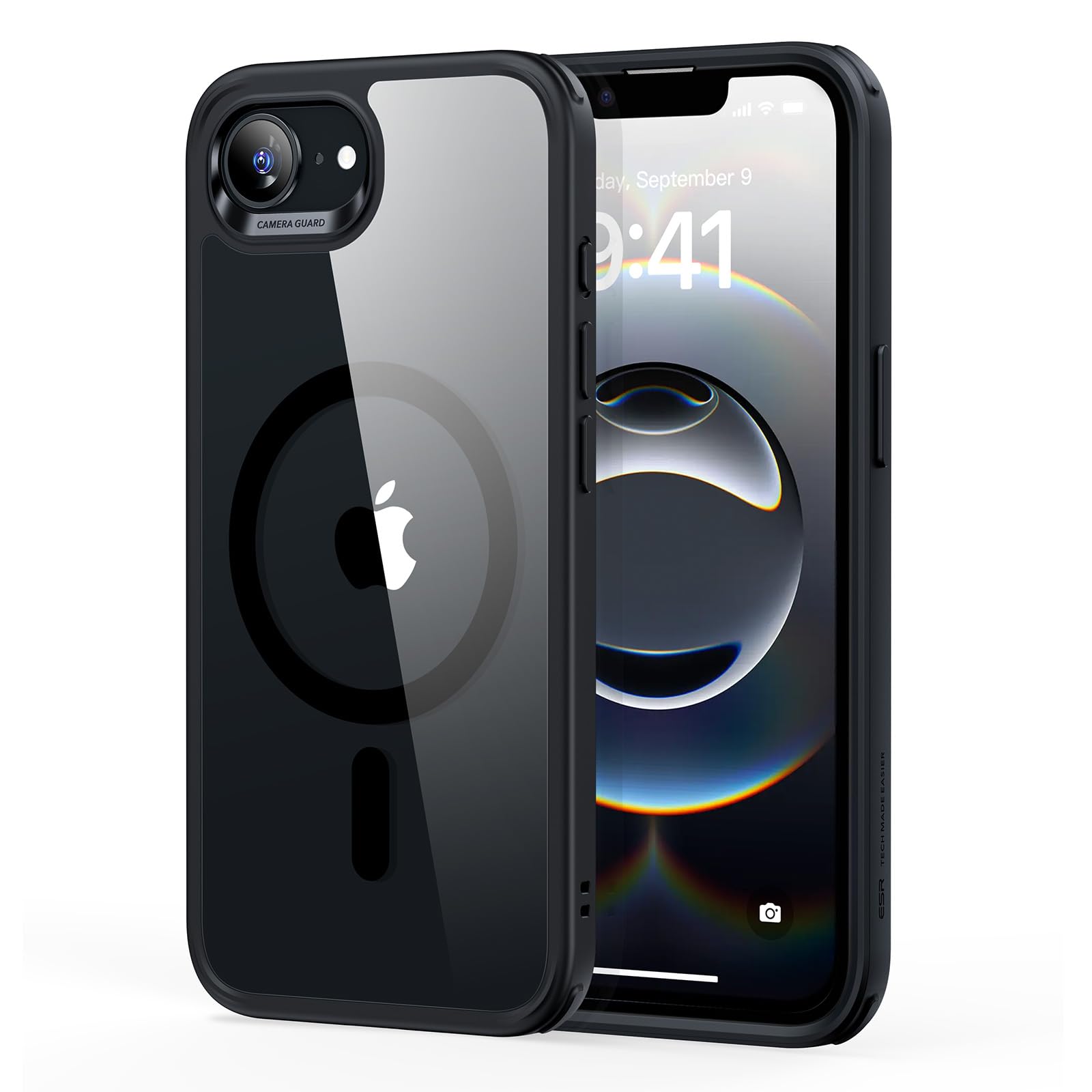 ESR Cover per iPhone 16e, compatibile con MagSafe, Protezione di livello militare, Resistente all'ingiallimento, Retro resistente ai graffi, Custodia magnetica, Serie Classic, Nero Trasparente