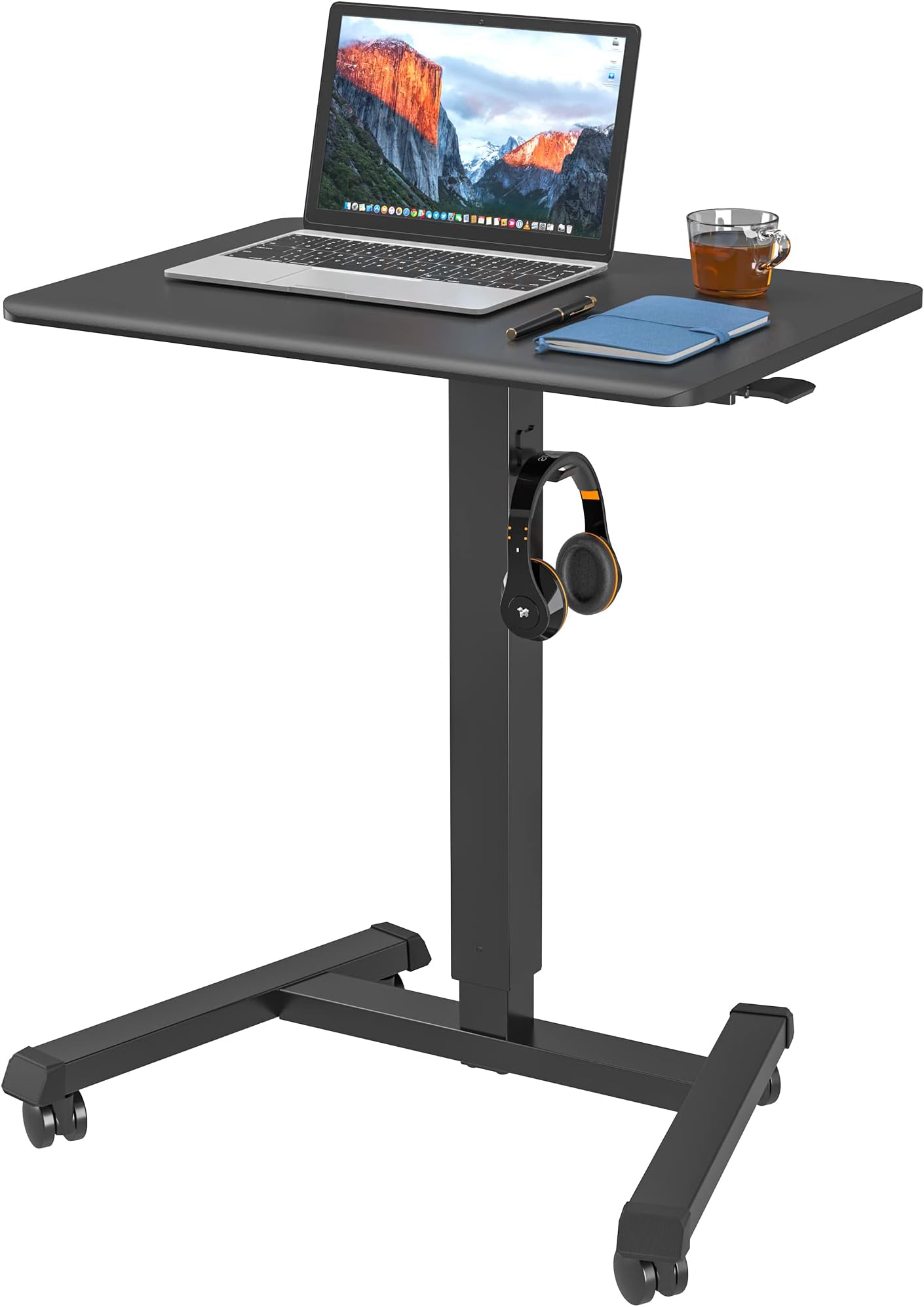 Bureau Assis-debout Réglable En Hauteur Avec Plateau Inclinable Roulettes Et Etagere De Rangement Ideal Pour Ecrire Lire Et Dessiner Marron 99044608