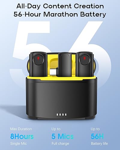 Miniatura 2 de Mini micrófono inalámbrico para iPhone, paquete de 2 micrófonos Lavalier Bluetooth para grabación de video, micrófono de solapa con reducción de