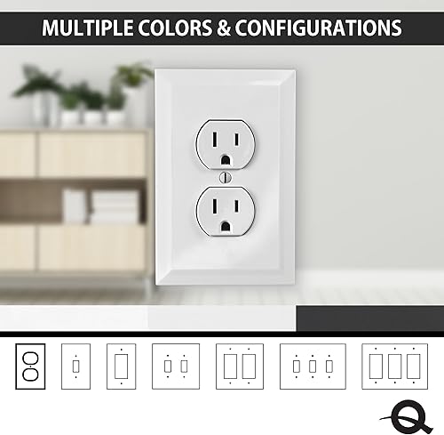 Miniatura 6 de Questech Cubiertas de tomacorrientes, placas de pared dúplex individuales, placas de interruptor de 1 banda, tamaño estándar, cubiertas de toma de